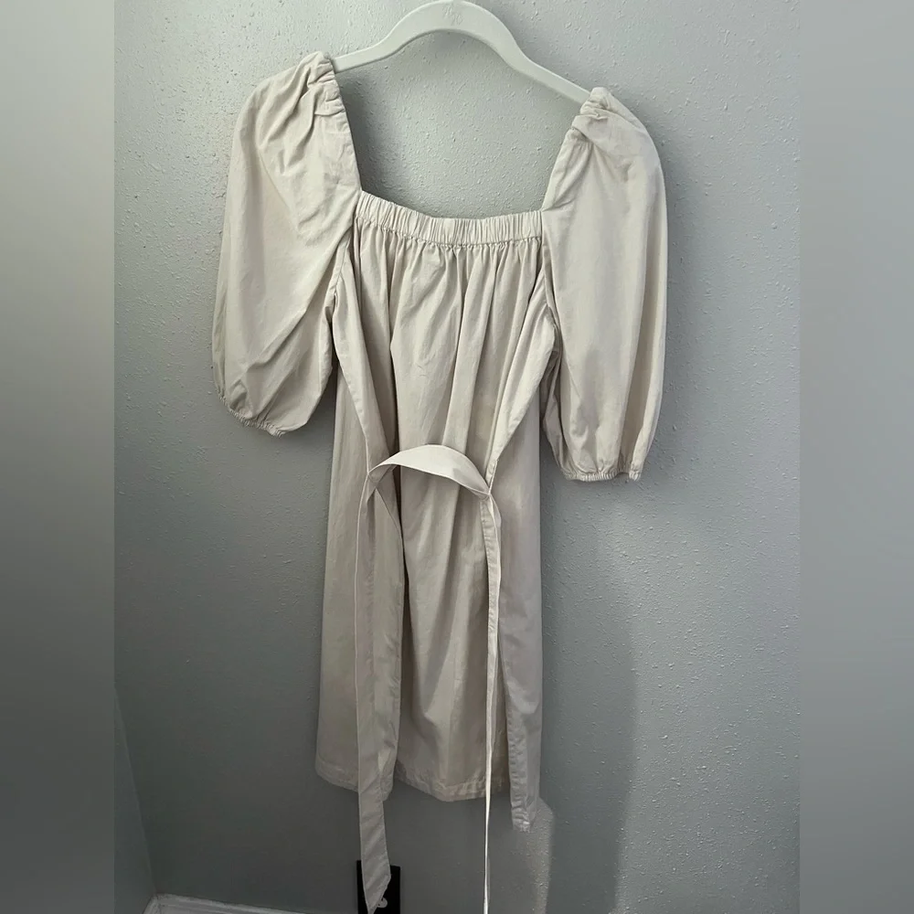 Faherty Khai Belted Cotton Poplin Dress In Birch Size XS New